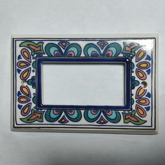 Vintage Other - Mediterranean ceramic GFCI rocker switch plate cover